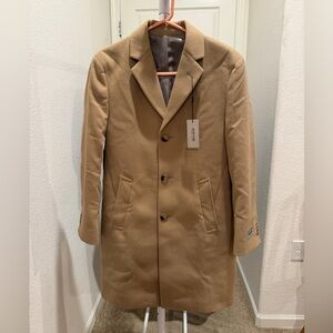 “New” Reaction by Kenneth Cole Men's Tan Overcoat size36Short